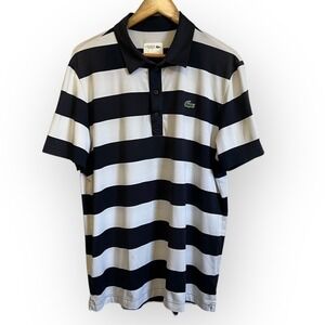 Lacoste Sport Presidents Cup Polo Shirt XL Blue White Stripe Golf PerformanceTop